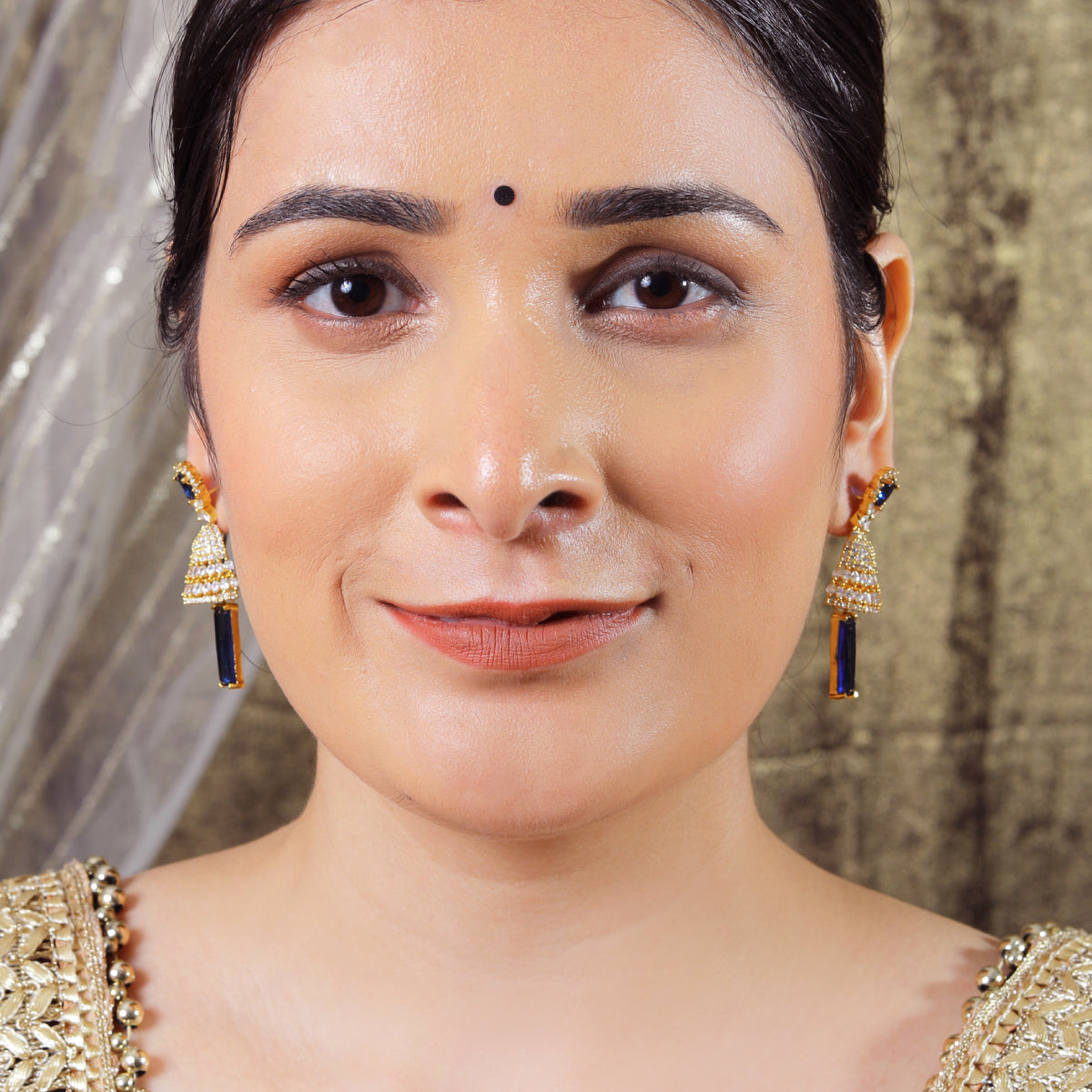 Royal Sapphire Dome Earrings