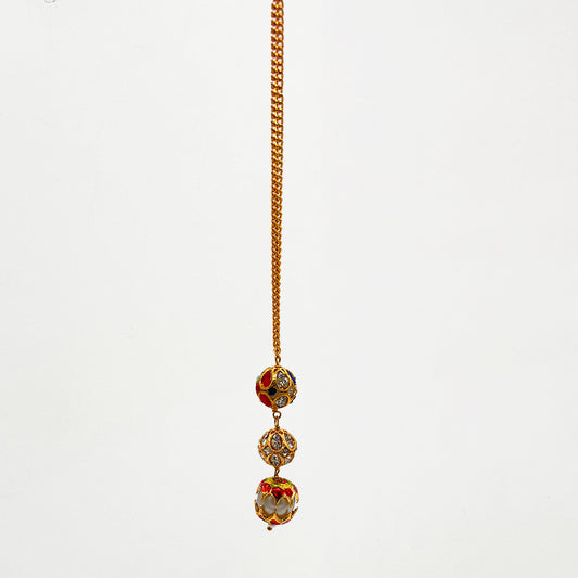 Traditional Meenakari Beaded Gold-Plated Pendant Necklace