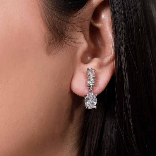 Crystal Elegance Oval Drop Necklace & Earring Set