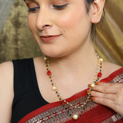 Double-Layer Ruby Pearl Chain