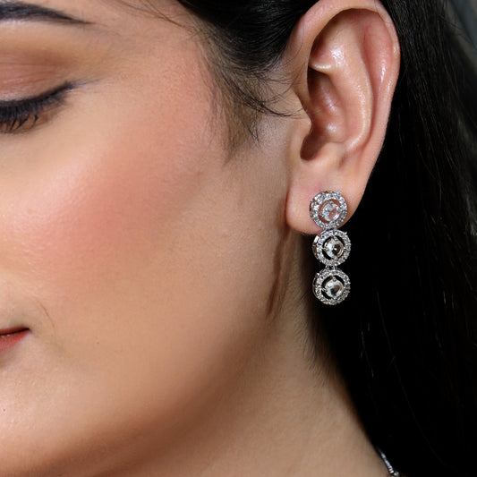 Diamond Halo Necklace and Earring Set