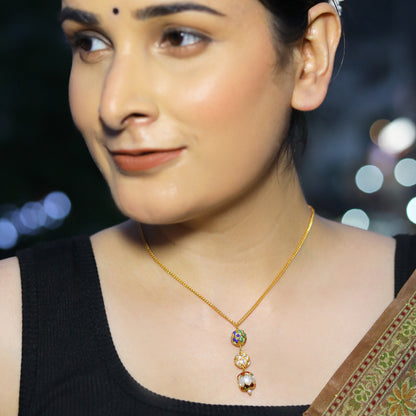 Pearl Red Green Long Necklace