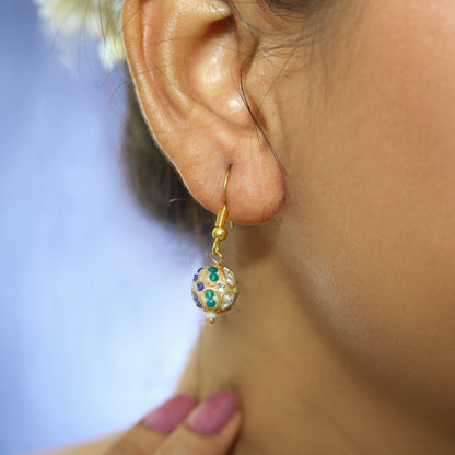 Traditional Meenakari Work Gold-Tone Beaded Necklace Set with Colorful Enamel and Drops