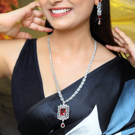 Ruby Bridal Zircon Maangtikka Set