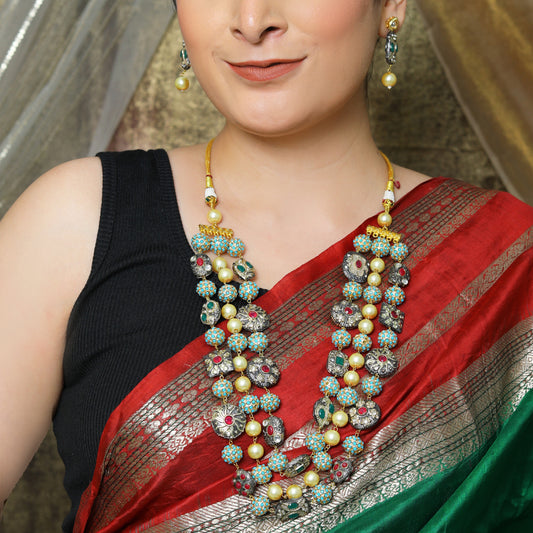 Grand Multi-Layered Meenakari Necklace