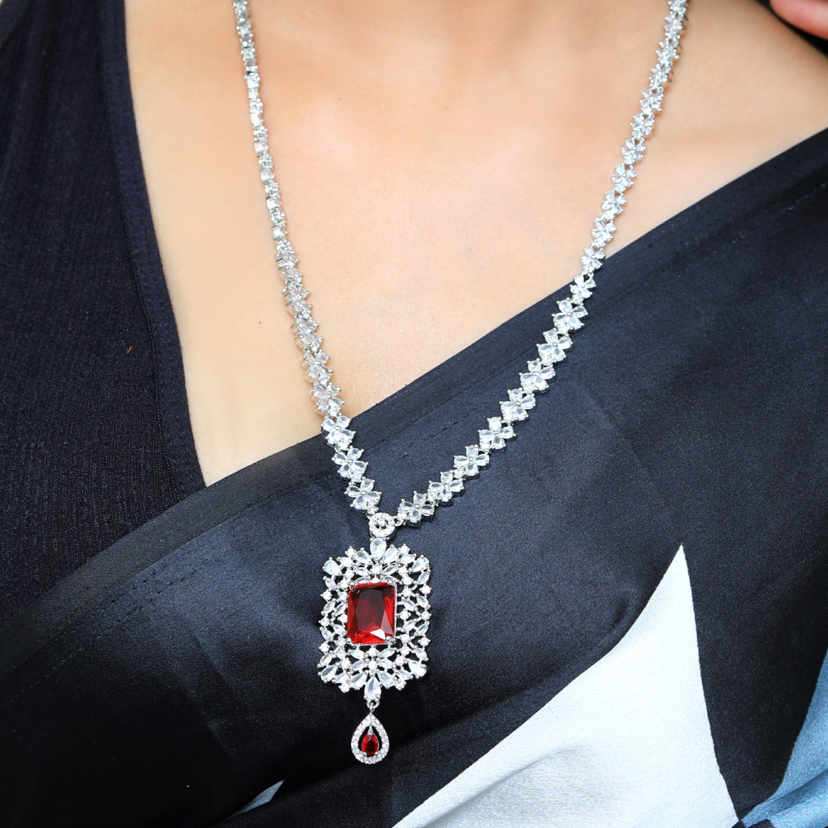 Ruby Bridal Zircon Maangtikka Set