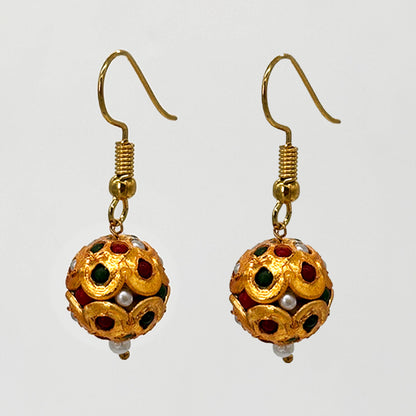 Traditional Gold Plated Beaded Necklace with Matching Earrings