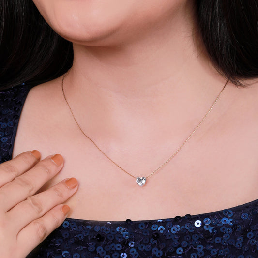 Delicate Heart-Shaped Blue Topaz Pendant Necklace