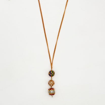 Pearl Red Green Long Necklace