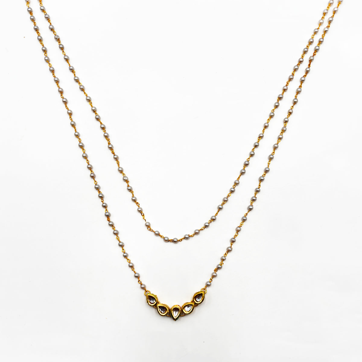 Emerald V-Neck Floral Zircon Set