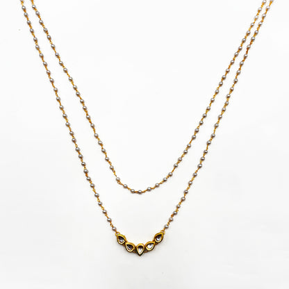 Emerald V-Neck Floral Zircon Set