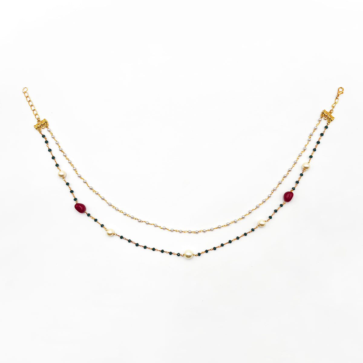 Double-Layer Ruby Pearl Chain