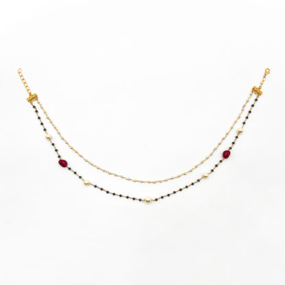Double-Layer Ruby Pearl Chain