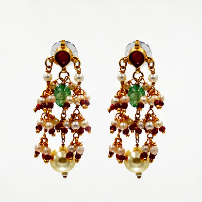 Pink Kundan Pearl Drop Set