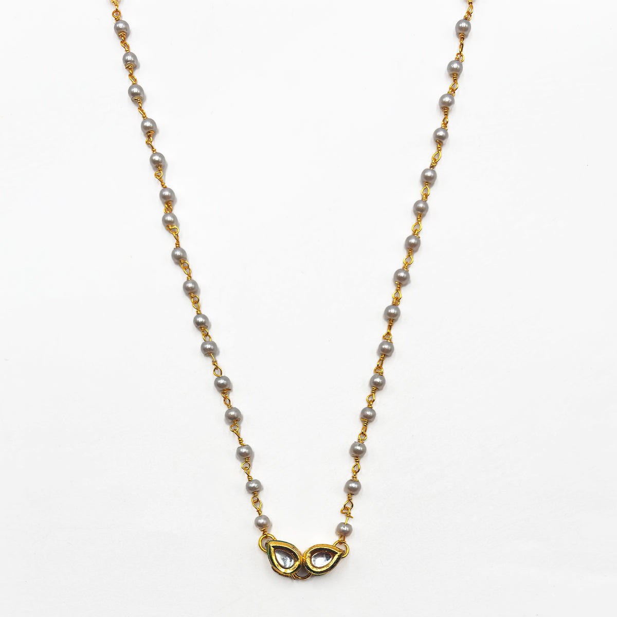 Gray Pearl Kundan Pendant Chain