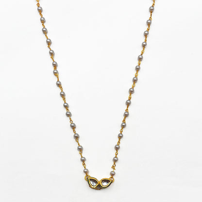 Gray Pearl Kundan Pendant Chain