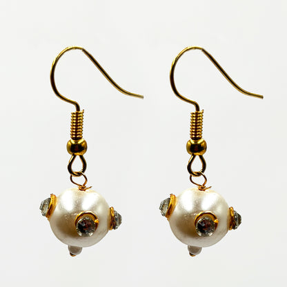 Elegant Pearl-Studded Gold-Plated Necklace and Earring Set