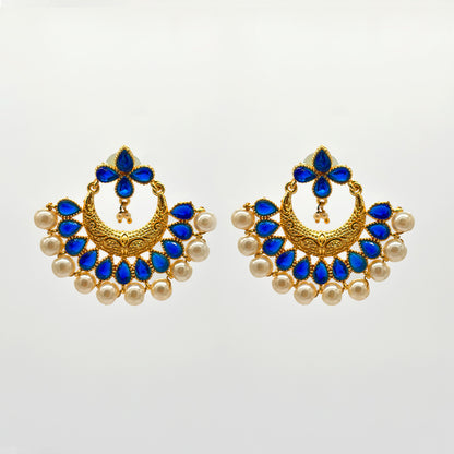 Royal Blue Chandbali Earrings