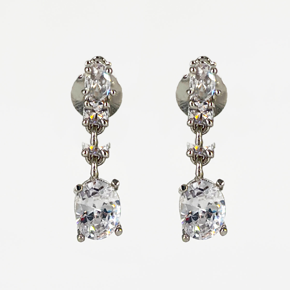 Classic Silver-Plated Diamond Look Necklace & Earring Set