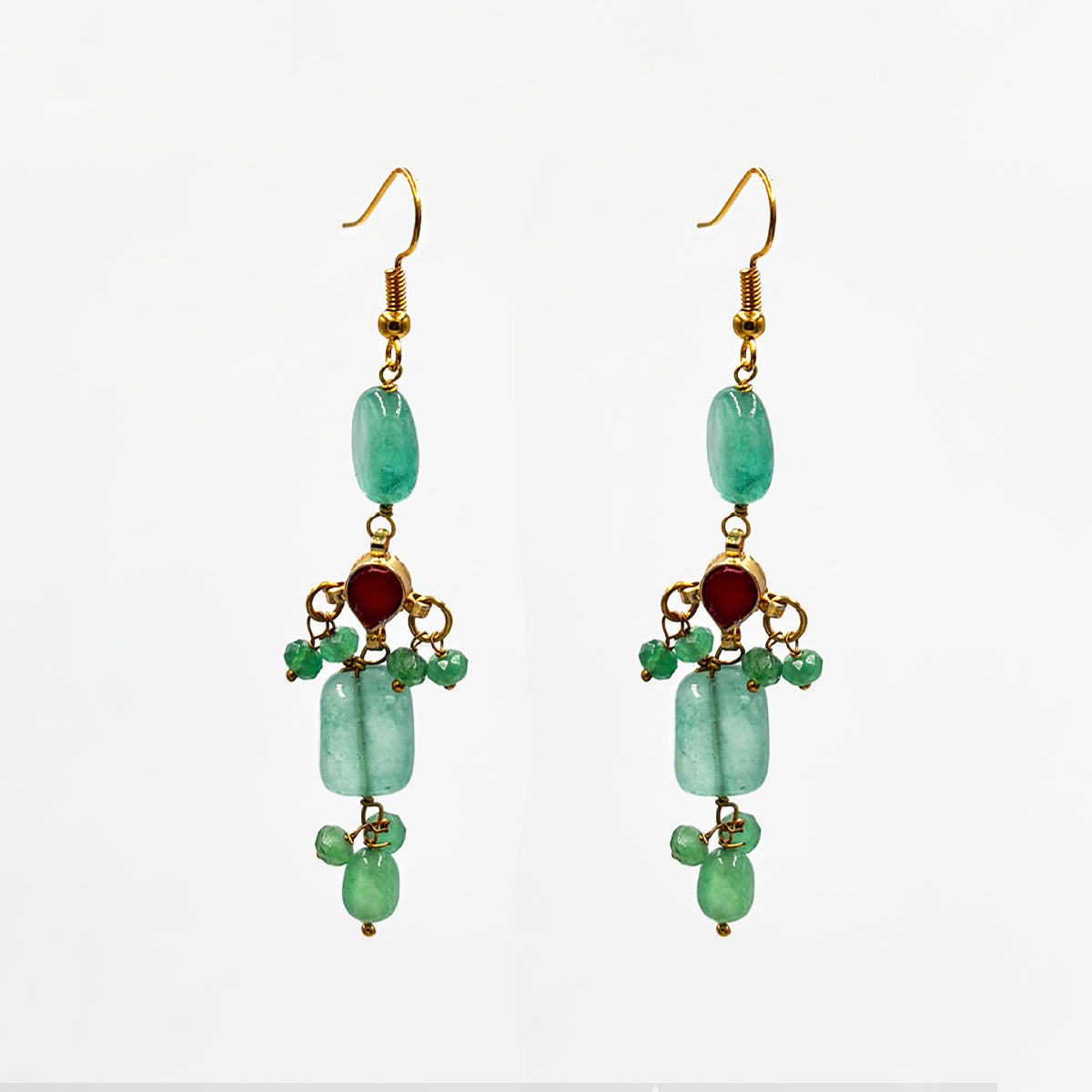 Elegant Green Beaded Necklace Set with Earrings