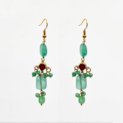 Elegant Green Beaded Necklace Set with Earrings