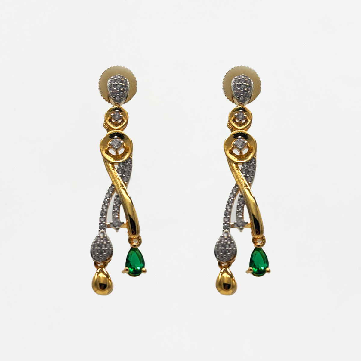 Golden Cascade Diamond and Emerald Necklace & Earring Set