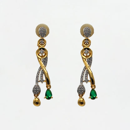 Golden Cascade Diamond and Emerald Necklace & Earring Set