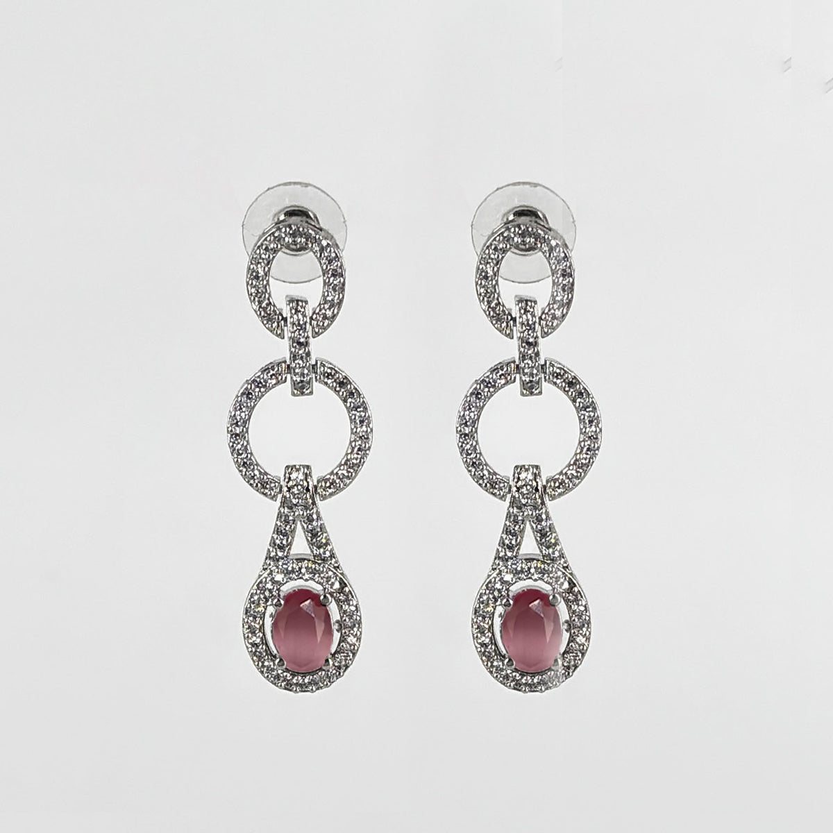 Pink Gemstone and Diamond Necklace and Earring Set