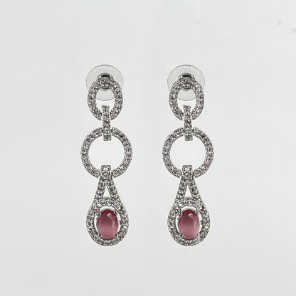 Pink Gemstone and Diamond Necklace and Earring Set