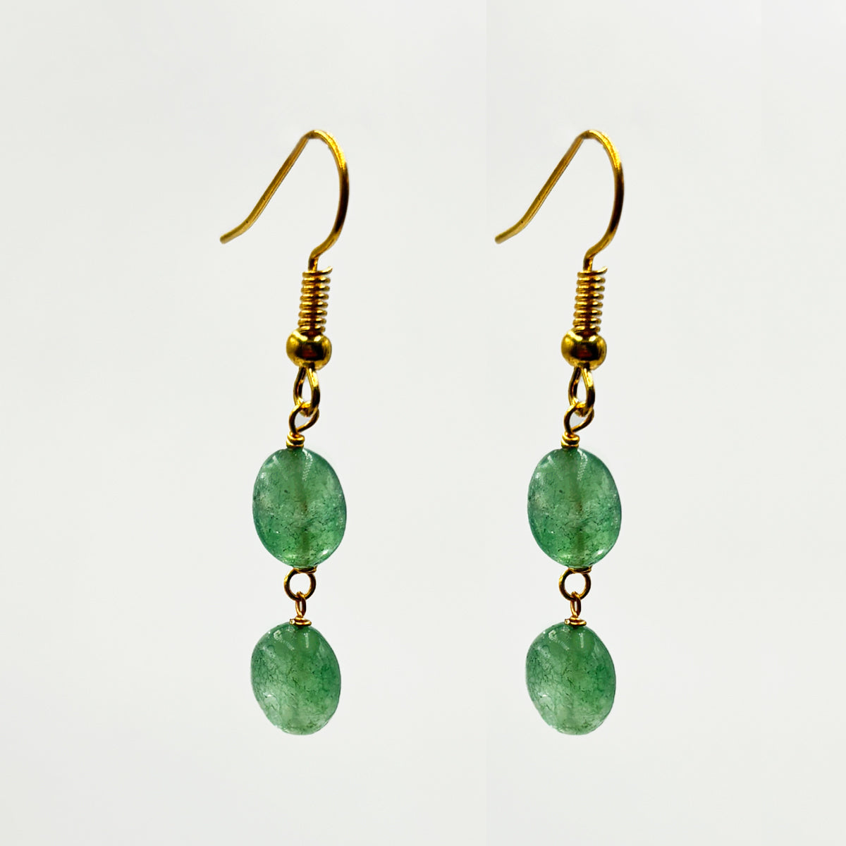 Multicolor Beaded Necklace and Earring Set with Emerald Drops