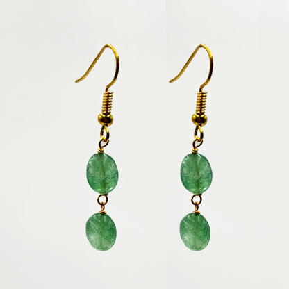 Multicolor Beaded Necklace and Earring Set with Emerald Drops