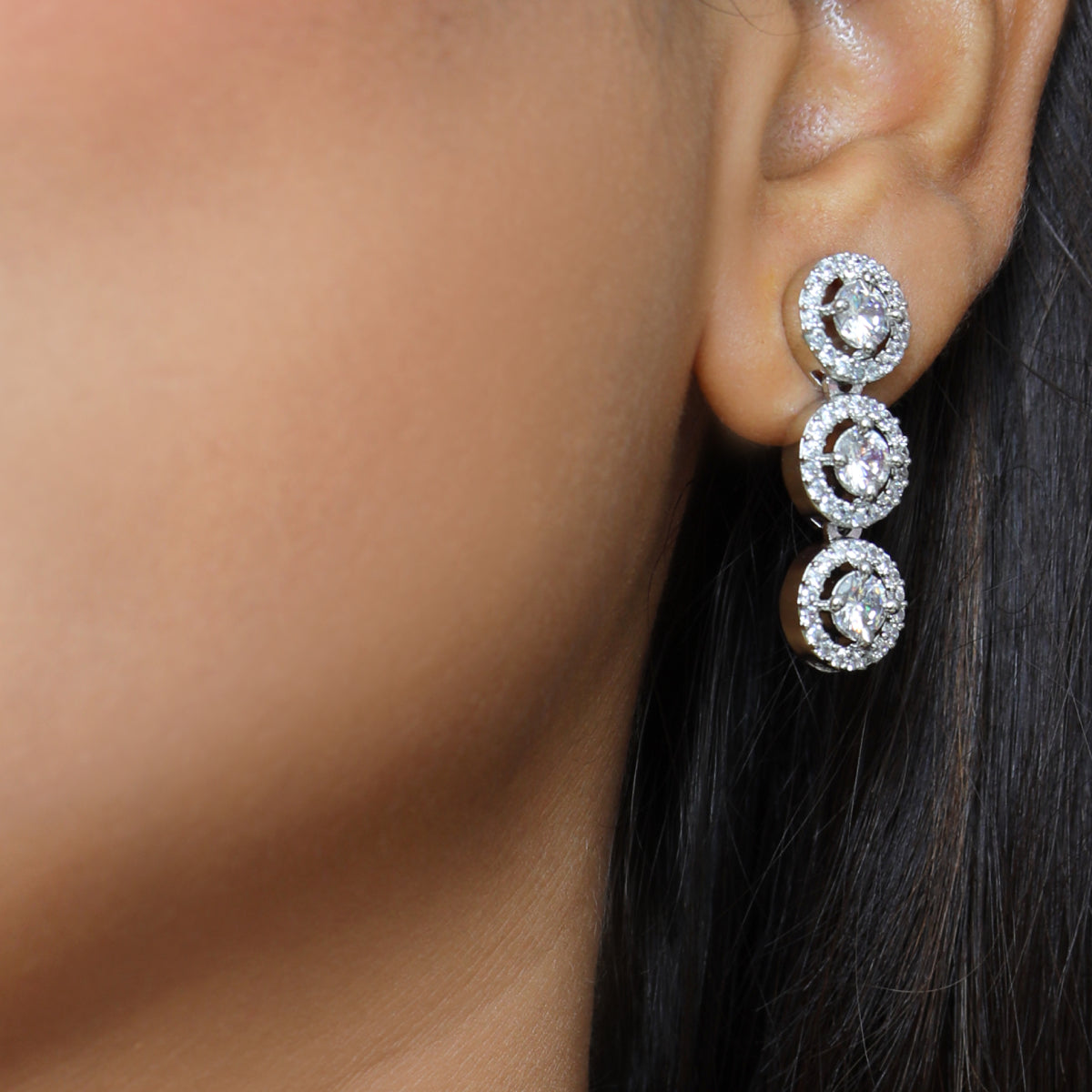 Halo Round-Cut CZ Necklace & Earring Set