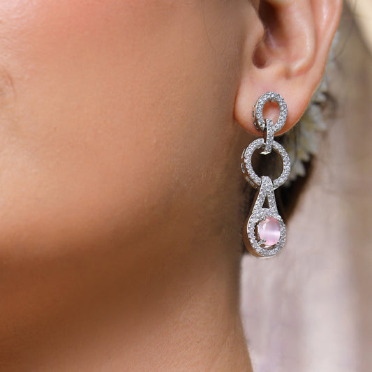 Pink Gemstone and Diamond Necklace and Earring Set