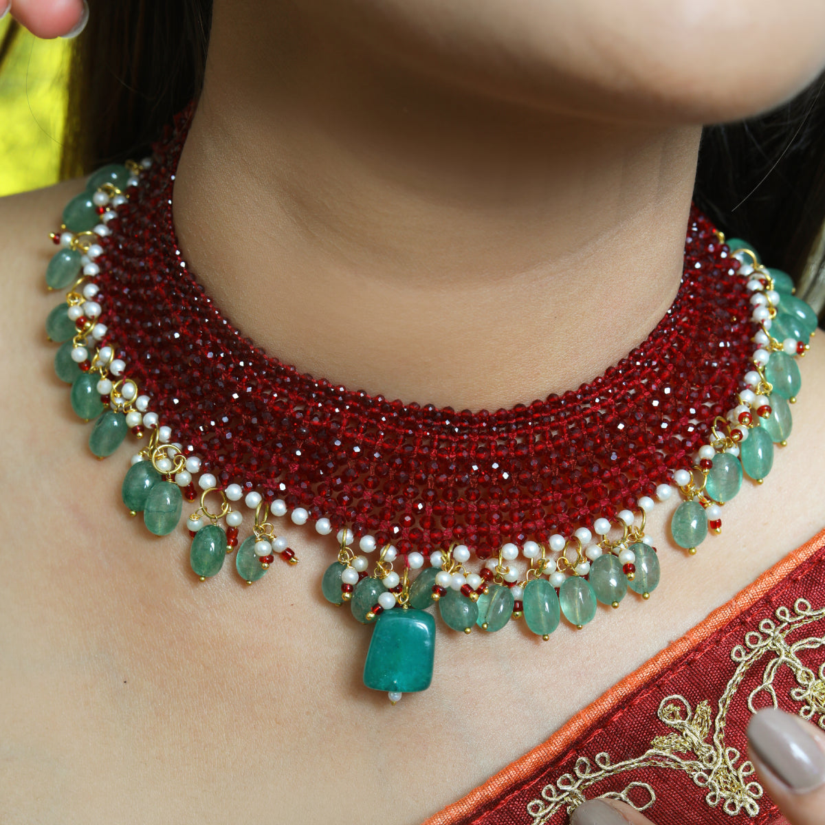 Ruby Square Collar Zircon Set