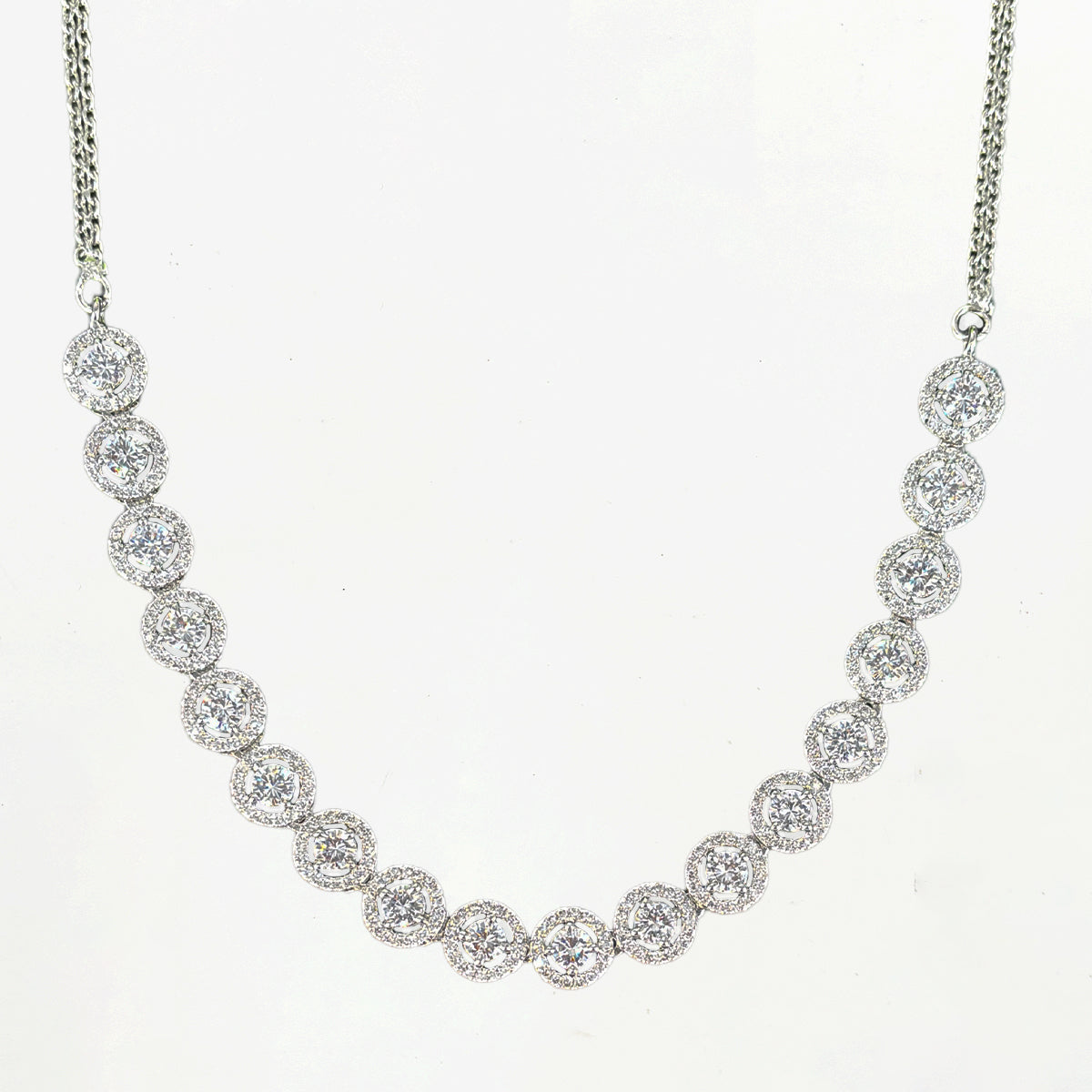 Diamond Halo Necklace and Earring Set