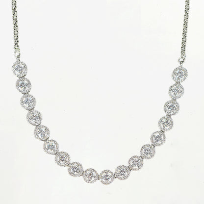 Diamond Halo Necklace and Earring Set