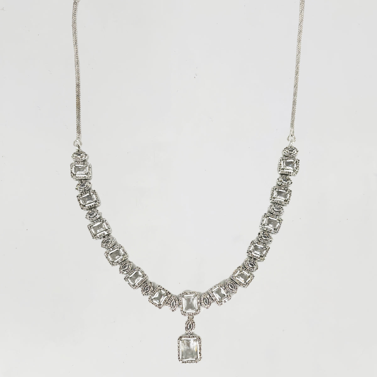 Regal Radiance Silver-Plated Necklace & Earring Set