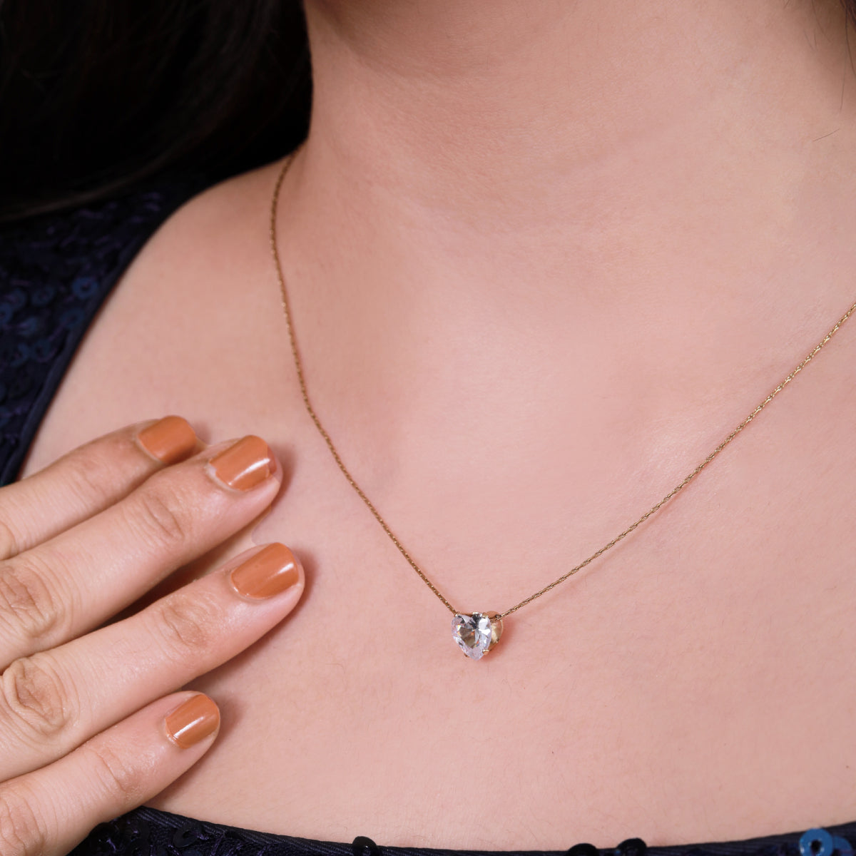 Delicate Heart-Shaped Blue Topaz Pendant Necklace