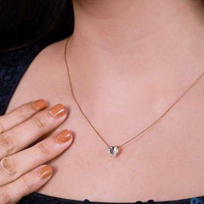 Delicate Heart-Shaped Blue Topaz Pendant Necklace