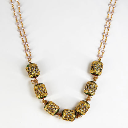 Antique Gold Drum Bead Jewelry Set