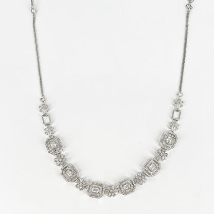 Silver-Plated Diamond-Cut Necklace Set with Earrings