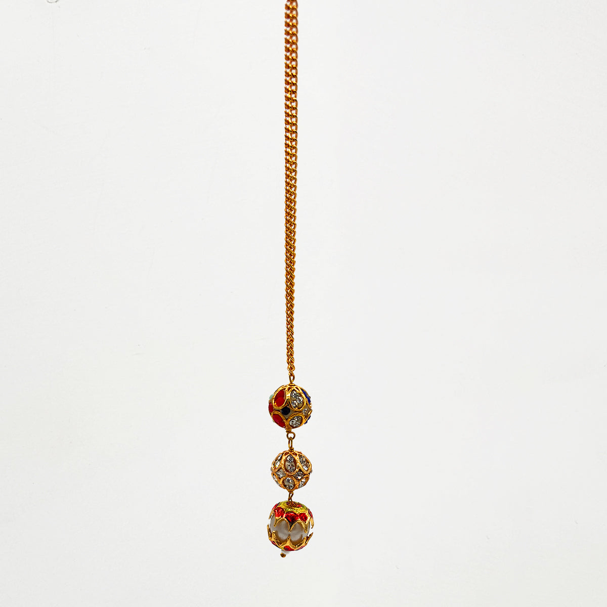 Pearl Red Green Long Necklace