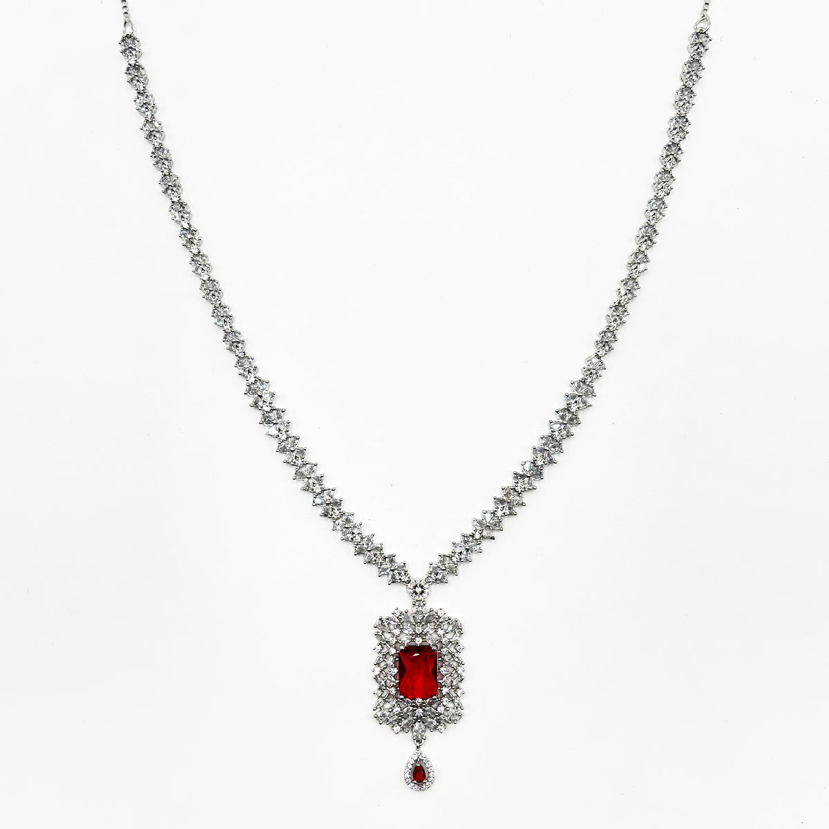 Ruby Bridal Zircon Maangtikka Set