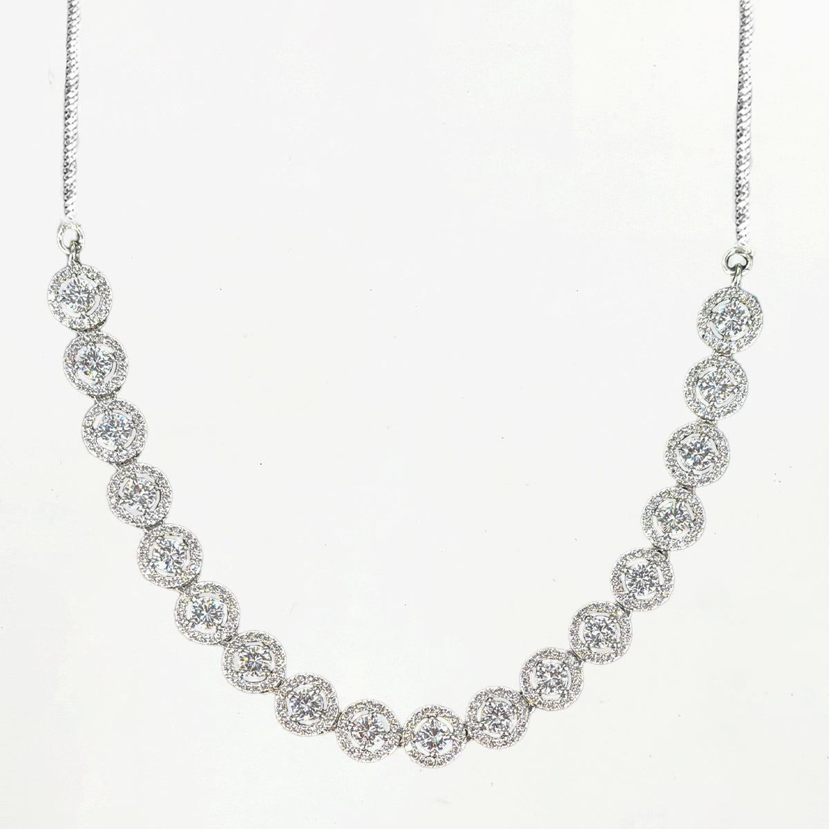 Halo Round-Cut CZ Necklace & Earring Set