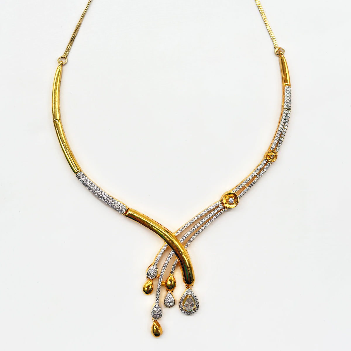 Golden Radiance Diamond Necklace & Earrings Set