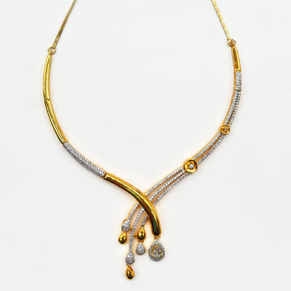 Golden Radiance Diamond Necklace & Earrings Set