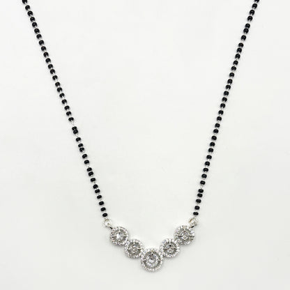 Complete American Diamond Mangalsutra Set with Earrings and Adjustable Halo Finger Ring