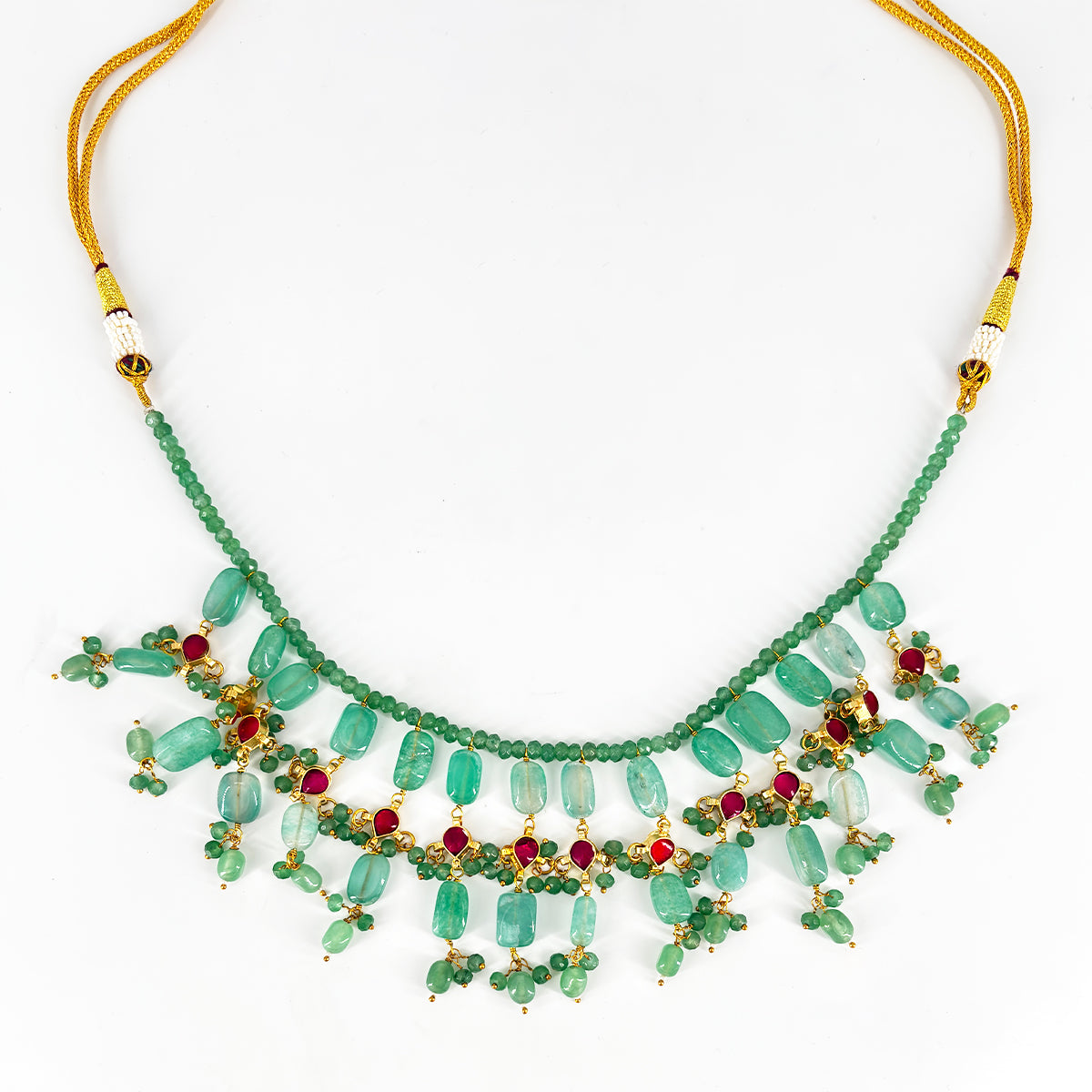 Elegant Green Beaded Necklace Set with Earrings