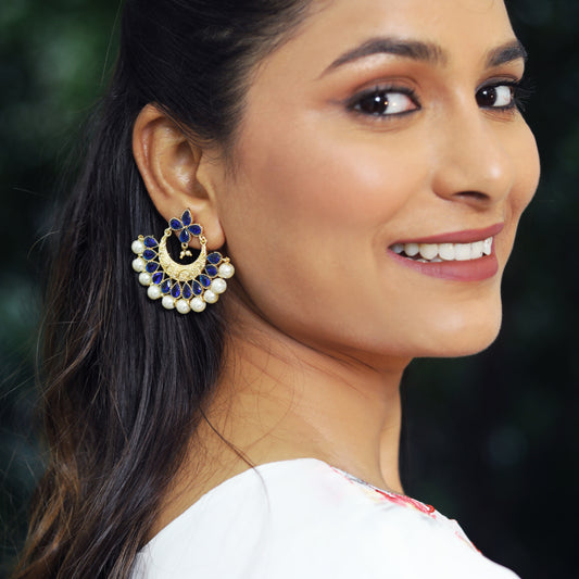 Royal Blue Chandbali Earrings