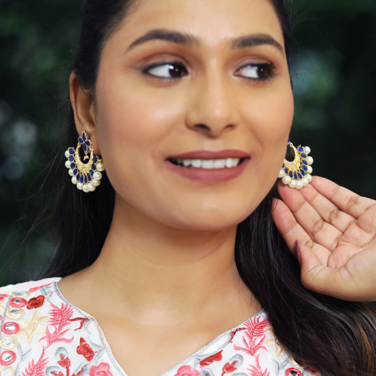 Royal Blue Chandbali Earrings